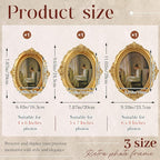 Wonderjune 3 Pcs Vintage Picture Frames Antique Set Baroque Ornate Gold Arched - Image 2