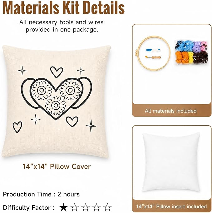 Clberni Punch Needle Kit Adult Beginners, Punch Needle Pillow Kits All-in-One - Image 2