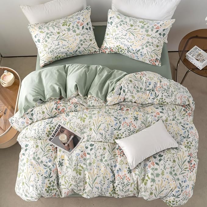 Mixinni Sage Green Floral Duvet Cover Set - Image 6