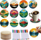 26PCS Wood Coasters Craft Kit 10 Paint You Own Coaster by TWINKLEMON