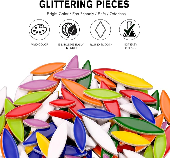 Yoption Petal Mosaic Tiles for Crafts, 500g Flower Leaf Ceramic Mosaic Tiles - Image 5