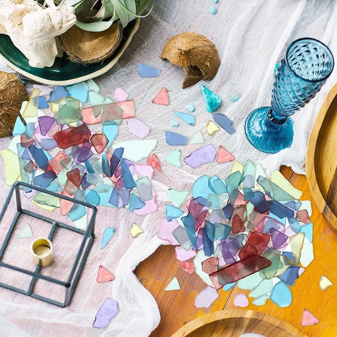 Jetec Sea Glass for Crafts Pieces Decor Flat Frosted Sea Glass Vase Filler - Image 7