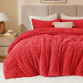 BEDELITE Fleece Queen Comforter Set -Super Soft & Warm Fluffy Red Bedding by BEDELITE