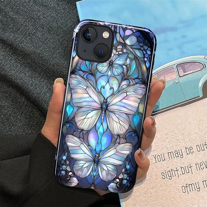 ZHEGAILIAN Case for iPhone 13 14, Stained Glass Butterfly Aesthetic Durable - Image 5