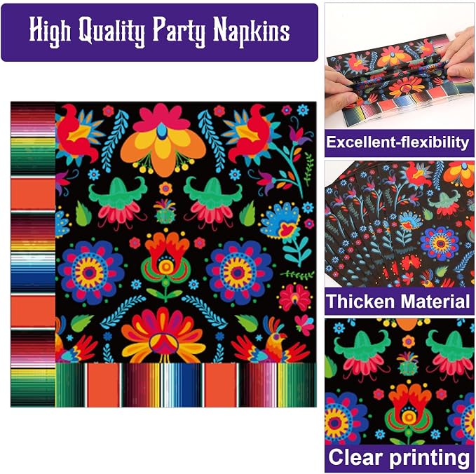 100PCS Mexican Fiesta Party Plates and Napkins Party Supplies Mayo Mexico - Image 5