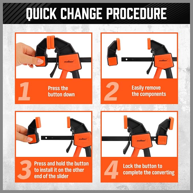 HORUSDY 6-Inch Bar Clamps for Woodworking, Heavy-Duty F-Clamp & Spreader - Image 5