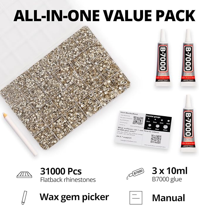 31000Pcs Tan Rhinestones Bedazzling, Flat Back Resin Diamond Jewel Crystal - Image 2