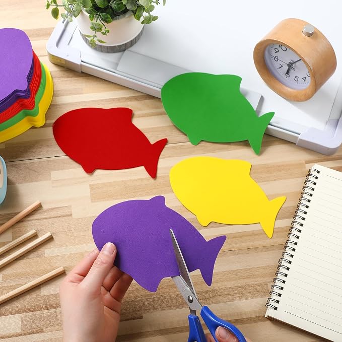 Ireer 48 Pcs Large Foam Fish Cutouts 6 Inch Colorful Fish Shapes Classroom - Image 5