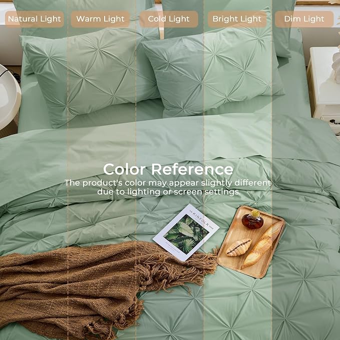 Sasttie Full Size Comforter Set, 7-Piece Bed in a Bag Double, Pintuck Bedding - Image 8
