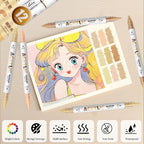 Warm Skin Tone Acrylic Paint Pens, Water Based 12 Colors Dual Tip Acrylic Paint - Image 4