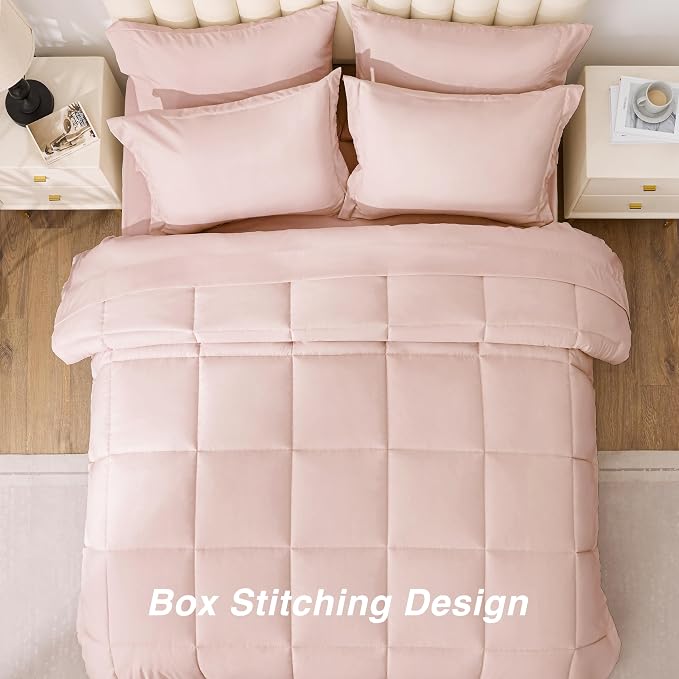 Love's cabin California King Comforter Set Blush Pink, 7 Pieces California King - Image 4