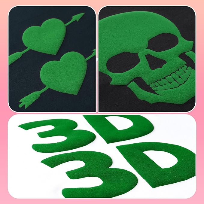 VinylRus Green Puff Vinyl Heat Transfer -12” x 6ft Puffy 3D Iron on Vinyl - Image 2