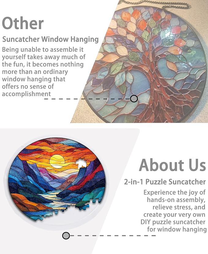 Acrylic Puzzle Suncatcher, Sunset Mountain Rive Sun Catcher - Image 5