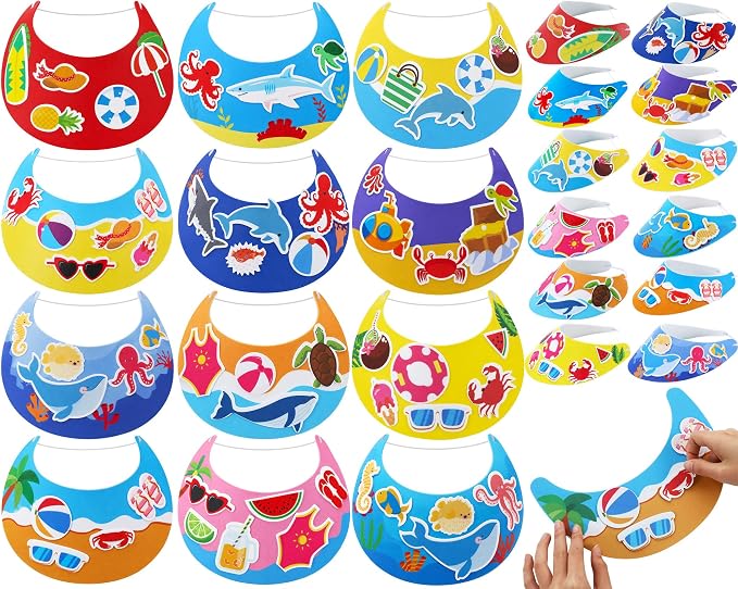 24Pcs EVA Foam Visor Summer Crafts Sun Hat Crafts Kits DIY Beach Sun Visor Hat by ClassyWhimsy
