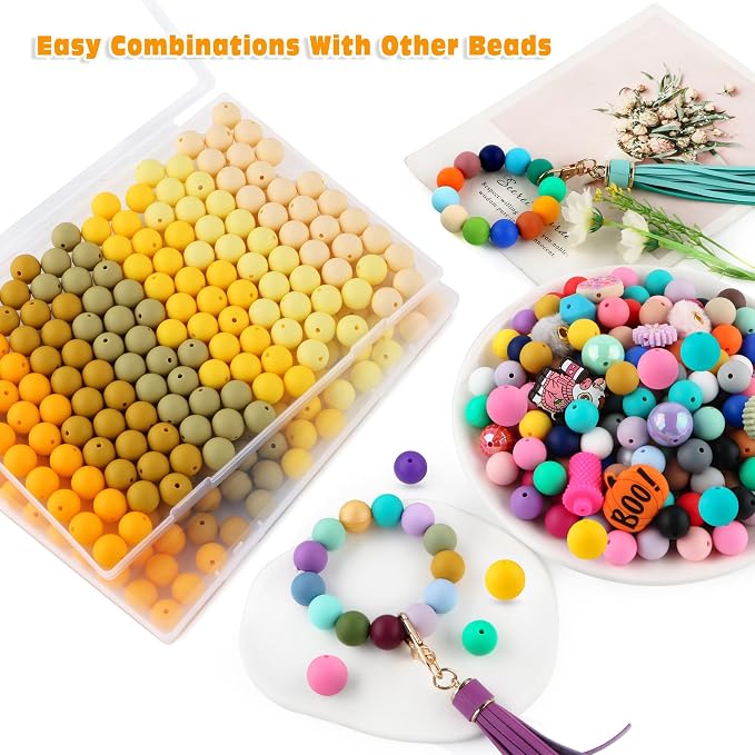 160Pcs Silicone Beads 12mm Mix Color, Bulk Silicone Beads 12mm - Image 6