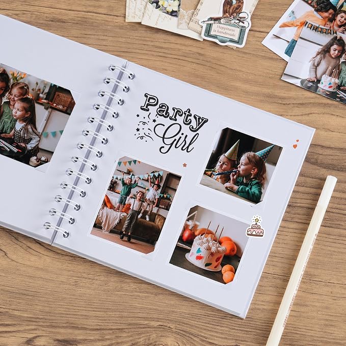 potricher 7 x 7 Inch DIY Scrapbook Album 40 Pages Hardcover Kraft Paper Scrap - Image 3