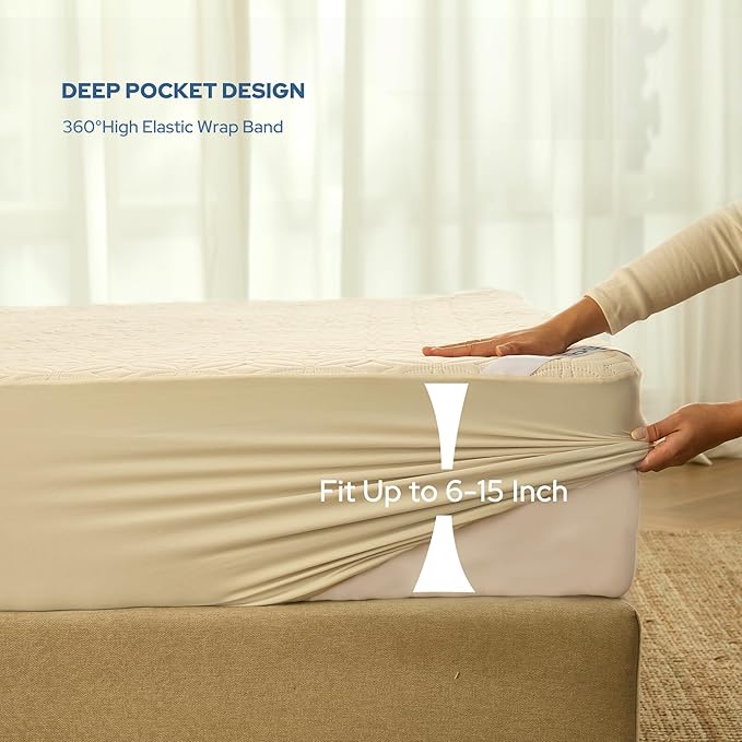 BEDLORE Waterproof Mattress Protector, King Size Noiseless Mattress Pad - Image 4
