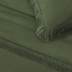 Andency Oversized King Size Comforter Set Olive Green 128x120, 3 Pieces Boho - Image 8