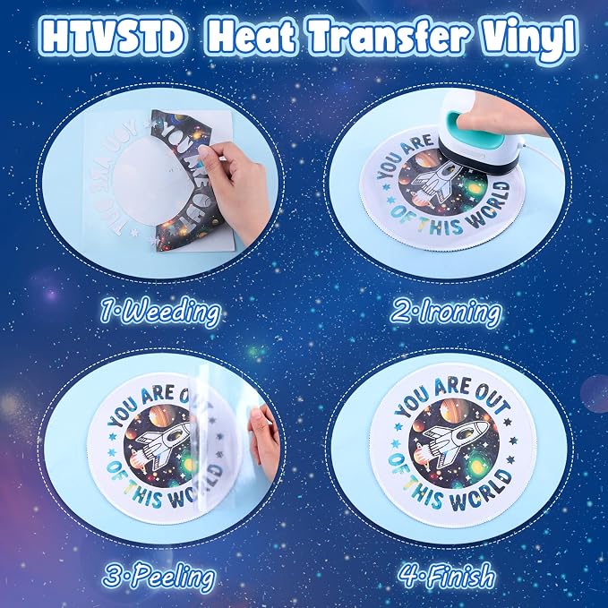 HTVSTD Dark Space HTV Heat Transfer Vinyl 8Sheets 12×10in Iron on Vinyl | Glow - Image 3