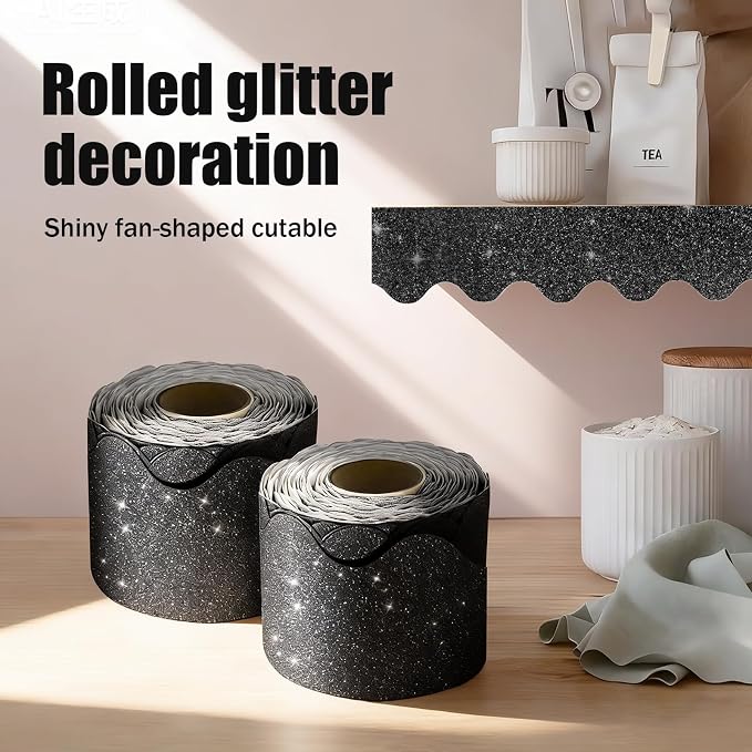 70Ft Shine Black Bulletin Board Borders，Scalloped Poster Boards Decorations Trim - Image 8