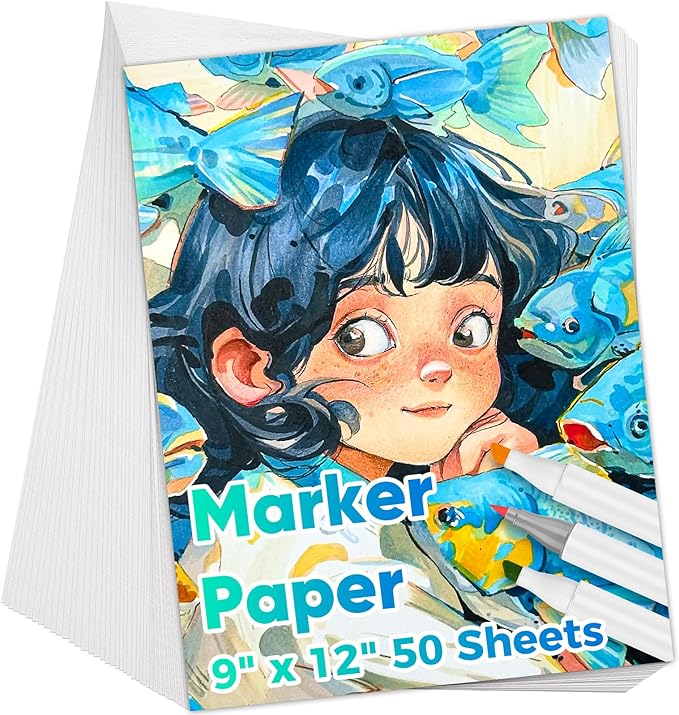 Marker Paper 9" x 12", 50 Sheets Alcohol Marker Paper, Loose Drawing Paper | by Donyang