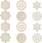 12 pcs 6 Styles Hollow Star Theme Wooden Drink Coasters Snowflake Hexagon - Image 9