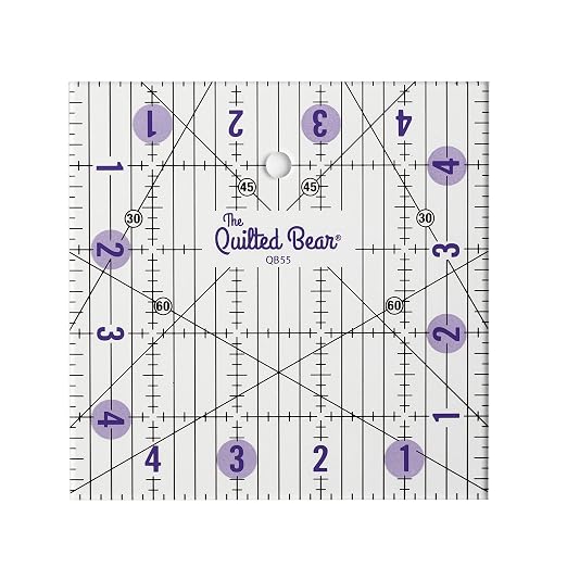 The Quilted Bear Square Quilting Ruler, Transparent Acrylic, Precise Bold Lines by TheQuiltedBearsProducts