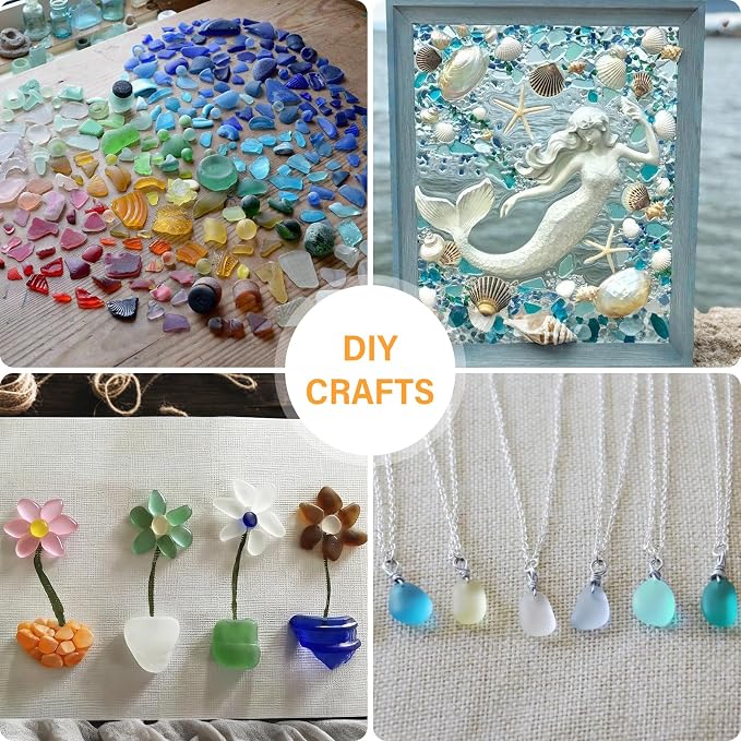 QEQEKAKA Sea Glass Stones for Crafts About 0.5LB Glass Pebbles Gemstones Bulk - Image 7