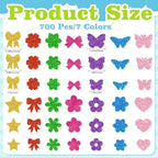 700 Pcs Glitter Foam Stickers, Butterfly & Flower & Bow Shapes Stickers - Image 2