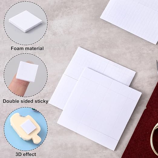 Joez Wonderful 4 Sheets Foam Adhesive Squares, 2 Sizes Precut Squares Strips - Image 3