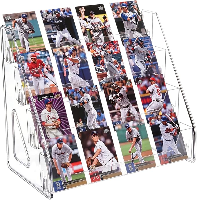 CELSOL Upgraded 4 Tier Acrylic Card Display Stand, Sports Cards, Stickers & by Unknown