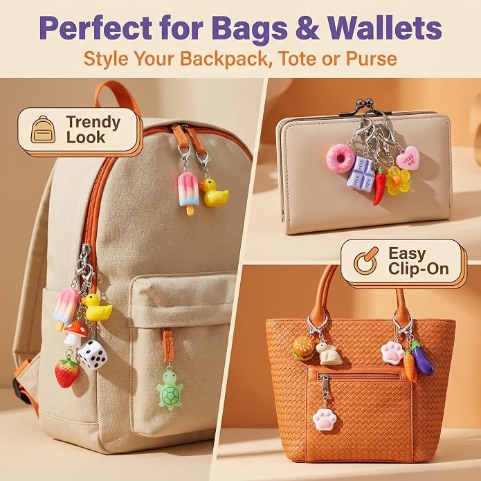 KJML DIY Cute Keychain Charms Bulk 30pcs Pendant Bracelet Charms - Image 2