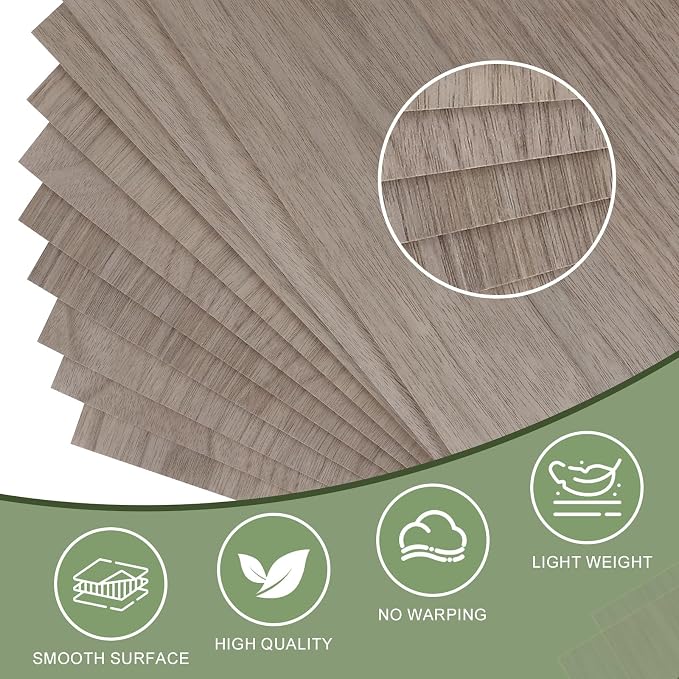 8 Pack Walnut Plywood Sheets 12x12x1/8 Inch, 3mm Plywood - Image 3
