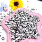 Sqqzuie1500PCS 3-14mm Shiny Silver Flatback Pearls, 150g Half-Round ABS Pearls - Image 3