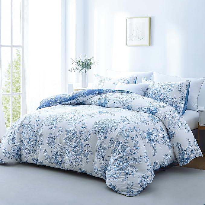 BOLINLIVING Floral Duvet Cover Full Size 3 Pieces, Flower Duvet Cover - Image 2
