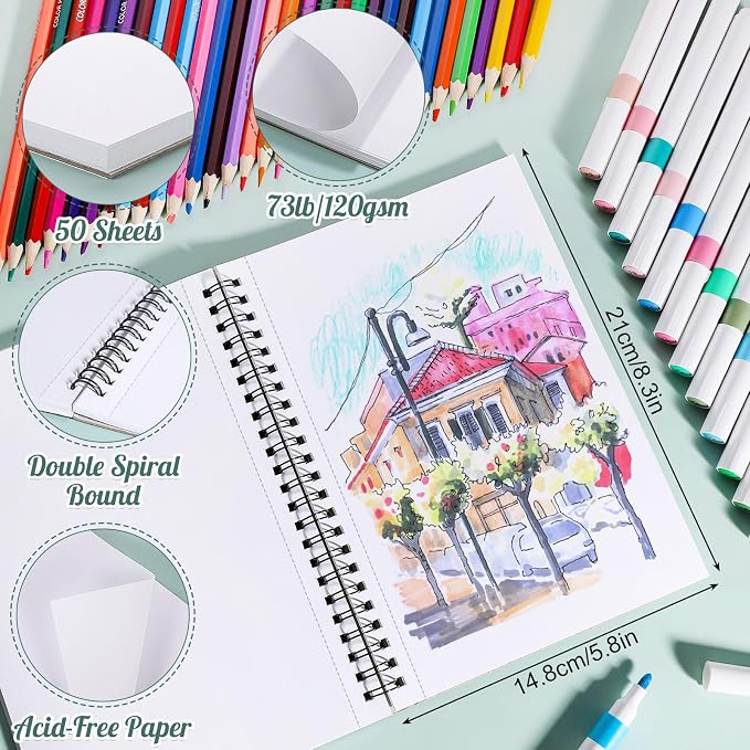 50 Sheets Marker Paper Pad, 5.8×8.3 Inch Bleedproof Art Sketch Pad, 73lb/120gsm - Image 2