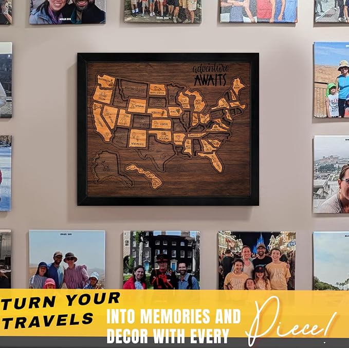 flinelife USA Landmarks Travel Map, Wooden USA Map Puzzle - Image 4