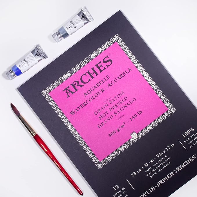 Arches Watercolor Pad 9x12 Inches 140lb/300gsm Hot Press - Image 2