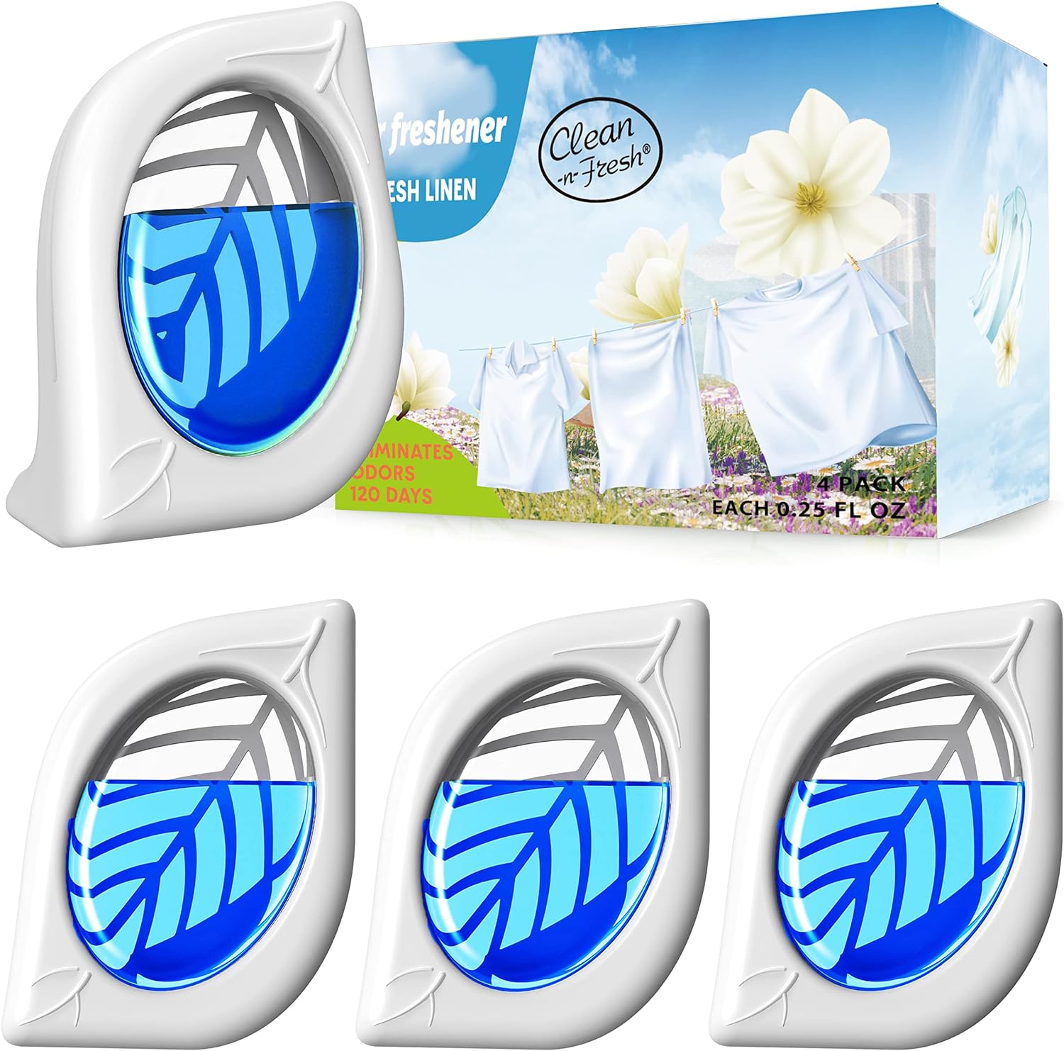 Air Freshener for Home, 4 Pack, Fresh Scent, Odor Eliminator for Small Area Closets Bathroom Pets Strong Odor, Up to 120 Days