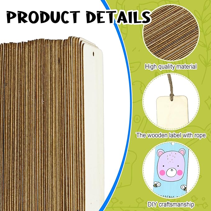120 PCS Wood Blank Bookmarks Set - Image 3