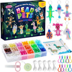 Pony Beads Kit for Keychain Making, Glow in the Dark Bead Pets for Kids by Funtopia