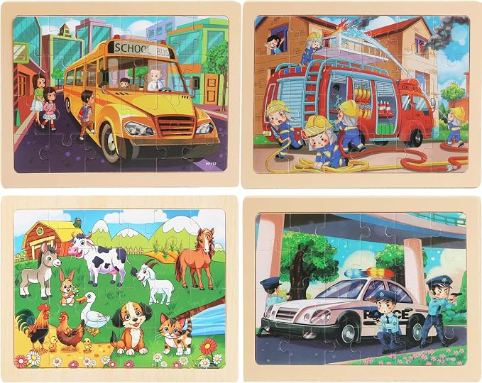 Puzzles for Kids Ages 4-6, 4 Packs 24 Piece Wooden Jigsaw Puzzle for Toddlers - Image 2