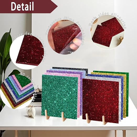 Glitter Acrylic Sheets 1/8" Thick 7.87x7.87, 5 Pack | Translucent Cast Acrylic - Image 3
