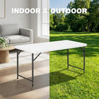 4ft Folding Table with Adjustable Height, 2-Level Foldable Table with HDPE Top - Image 5
