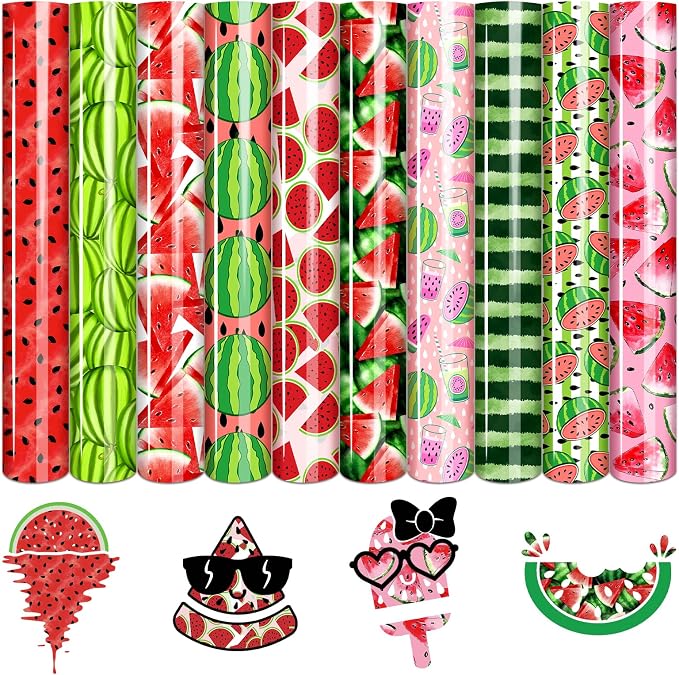 Tintnut Summer Watermelon Heat Transfer Vinyl, easy cut & weed, stretch washable by Tintnut