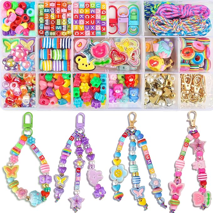 Ecoofor 633 PCS Beaded Keychain Making Kit, Acrylic Alphabet Letter Beads by Ecoofor