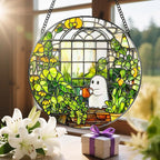 8'' Halloween Ghost Greenhouse Sun Catcher Ornament, Stained Glass Window - Image 6