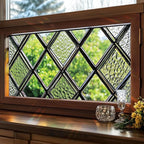 Diamond Grid Privacy Window Film 17.71x39.97 Inch Textured Green Glass Look by Unknown