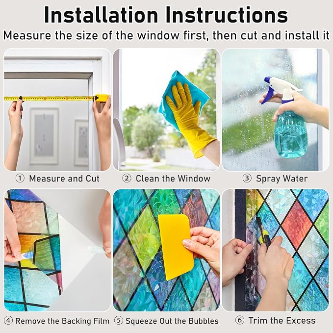 Sunbaby Window Privacy Film Stained Glass Decorative Rainbow Window Cling - Image 8
