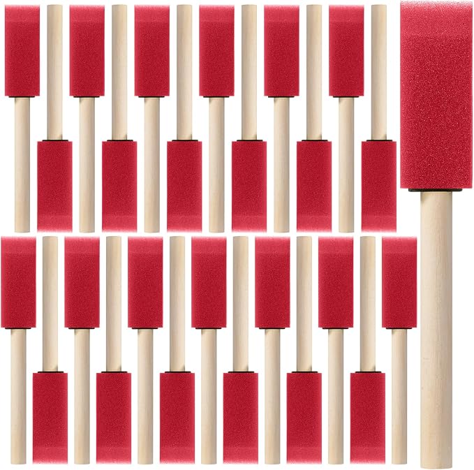 Bates- Foam Paint Brushes with Wood Handle, 1 Inch, 26 Pack, Sponge Brushes by BatesChoice